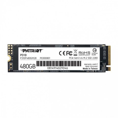 Dysk SSD Patriot P310 480GB M.2 2280 PCIe NVMe wydajny szybki
