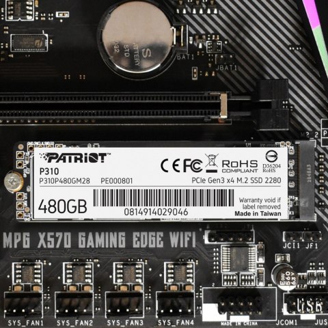 Dysk SSD Patriot P310 480GB M.2 2280 PCIe NVMe wydajny szybki
