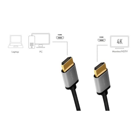 Kabel HDMI 4K LogiLink 3m aluminium czarny wysoka jakość