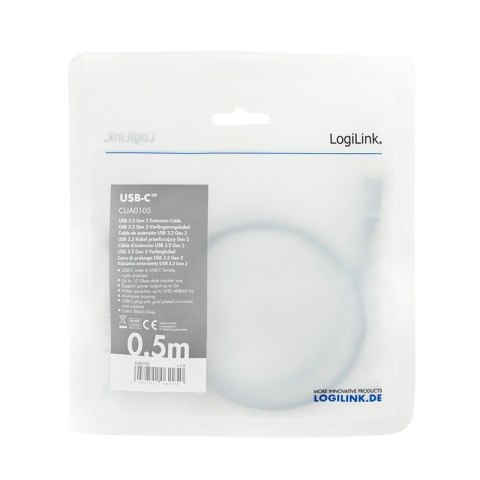 Kabel USB-C M/F 4K 60Hz aluminiowy 0.5m do wideo