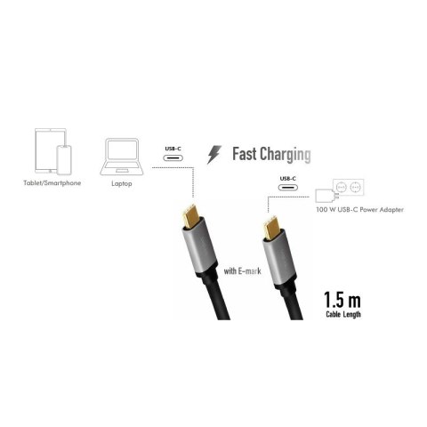 Kabel USB-C M/M LogiLink PD aluminiowy 1.5m szybki do zasilania