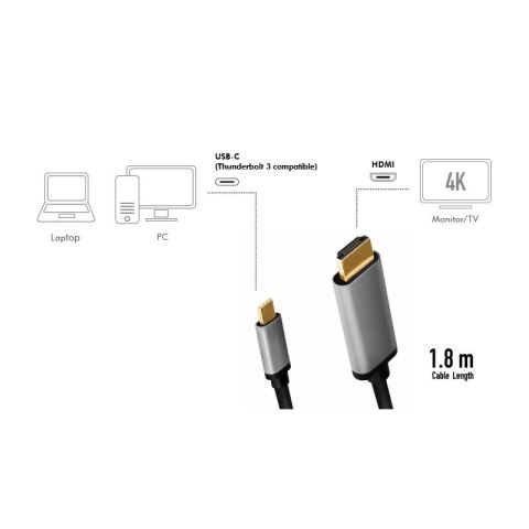Kabel LogiLink USB-C do HDMI 4K 60Hz aluminiowy 1.8m