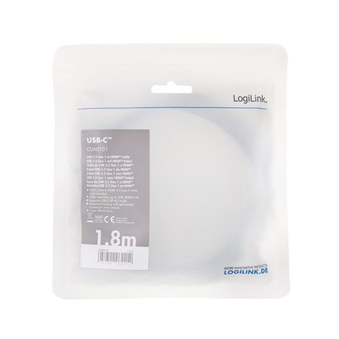 Kabel LogiLink USB-C do HDMI 4K 60Hz aluminiowy 1.8m