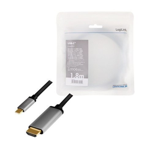 Kabel LogiLink USB-C do HDMI 4K 60Hz aluminiowy 1.8m