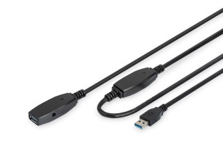 Kabel przedłużający USB 3.0 aktywny 10m czarny z wzmacniaczem sygnału