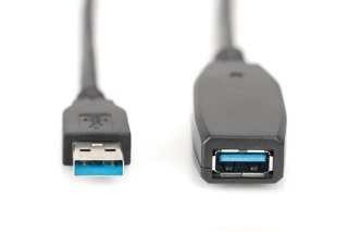 Kabel przedłużający USB 3.0 aktywny 10m czarny z wzmacniaczem sygnału