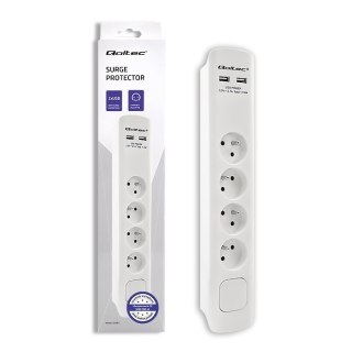 Listwa antyprzepięciowa Qoltec 4 gniazda 2xUSB 1.8m biała