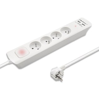 Listwa antyprzepięciowa Qoltec 4 gniazda 2xUSB 1.8m biała