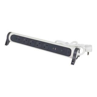 Przedłużacz Legrand 5x2PZ USB A C 1,5m biało-czarny przeciwprzepięciowy