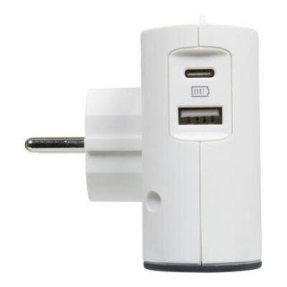 Rozgałęziacz Legrand 2x2P+USB AC Biało-czarny płaski wielogniazdowy z uchwytem