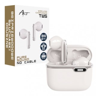 Słuchawki Bluetooth ART AP-TW-B4 TWS białe z mikrofonem USB-C