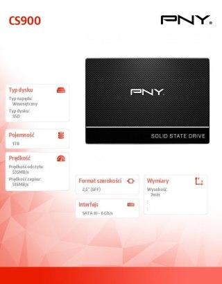 Dysk SSD PNY CS900 1TB 2,5 SATA3 szybki wytrzymały dysk SSD