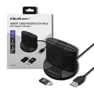 Czytnik kart chipowych Qoltec SCR-0632 USB typu C kompaktowy