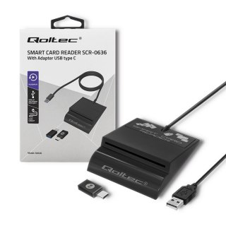 Czytnik kart chipowych Qoltec SCR-0636 USB typu C praktyczne rozwiązanie