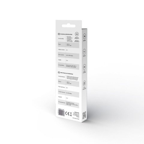 Kabel USB-A micro USB 3m 2A SAVIO CL-167 szybkie ładowanie