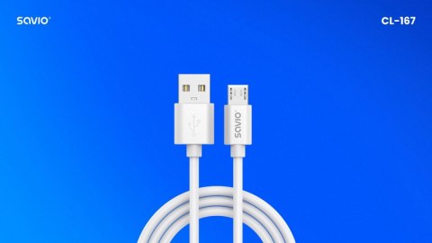 Kabel USB-A micro USB 3m 2A SAVIO CL-167 szybkie ładowanie