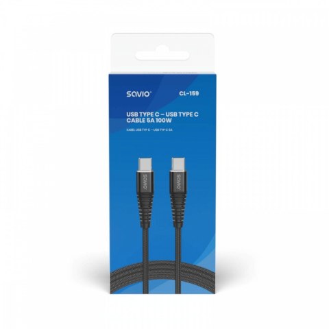 Kabel USB typu C 5A 1m Savio CL-159 elastyczny szybki