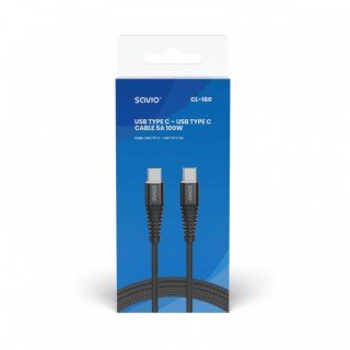 Kabel USB typu C 5A 2m Savio CL-160 szybki do ładowania i transmisji danych