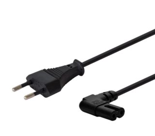 Kabel zasilający Savio C7 kątowy męski 2pin 3m uniwersalny czarny