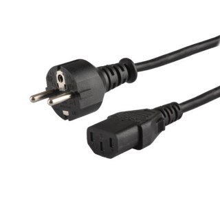 Kabel zasilający Schuko męski IEC C13 1,8m czarny uniwersalny