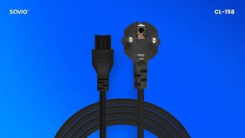 Kabel zasilający Savio CL-158 koniczynka 3m uniwersalny czarny