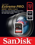 Karta pamięci SanDisk Extreme Pro SDHC 32GB 100MBs 90MBs UHS-I V30 U3