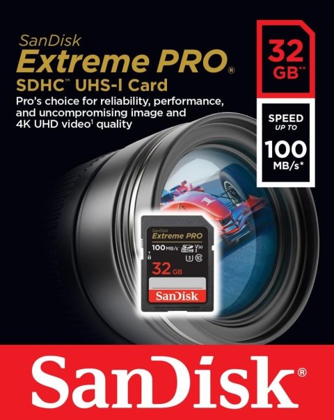 Karta pamięci SanDisk Extreme Pro SDHC 32GB 100MBs 90MBs UHS-I V30 U3