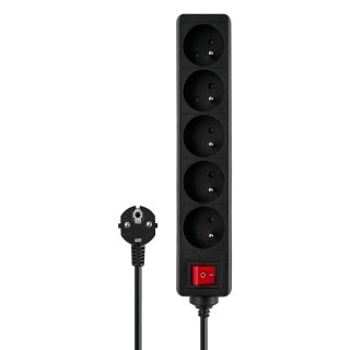 Listwa zasilająca Savio LZ-02 5 gniazd 3m z uziemieniem czarna