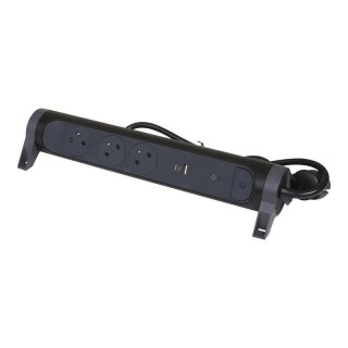 Przedłużacz Legrand 3x2PZ USB A/C 1,5m czarny przeciwprzepięciowy