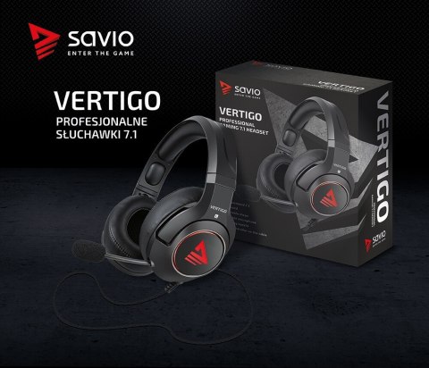 Słuchawki Gamingowe SAVIO Vertigo 7.1 USB z mikrofonem nauszne