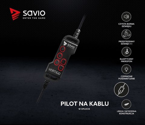 Słuchawki Gamingowe SAVIO Vertigo 7.1 USB z mikrofonem nauszne