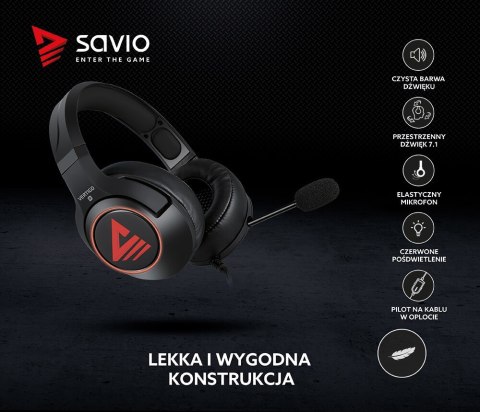 Słuchawki Gamingowe SAVIO Vertigo 7.1 USB z mikrofonem nauszne