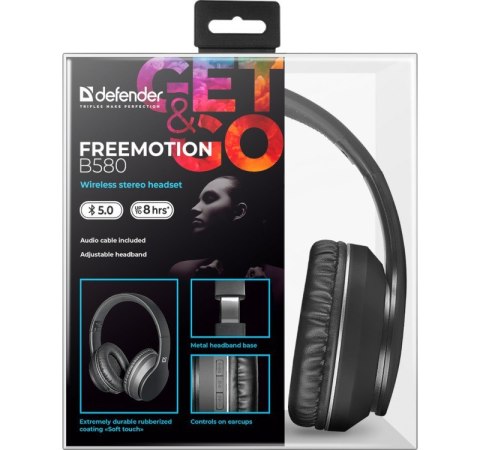 Słuchawki bezprzewodowe Defender Freemotion B580 czarne z mikrofonem
