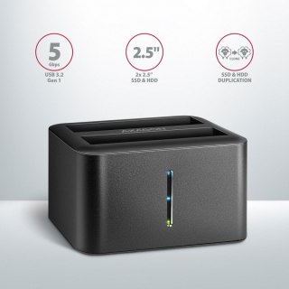 ADSA-D25 MINI stacja dokująca USB 3.2 klonująca 2x SATA 6G 2.5 SSD HDD