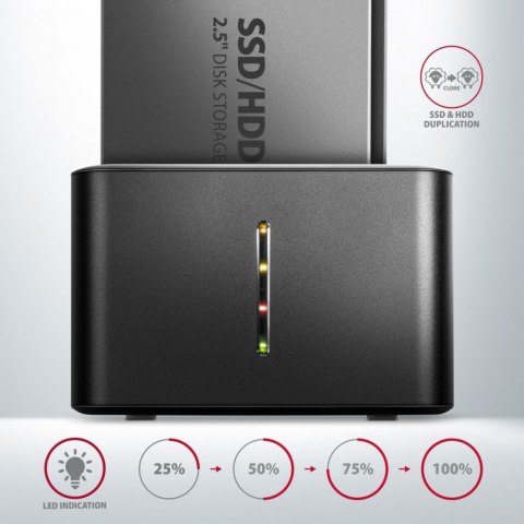 ADSA-D25 MINI stacja dokująca USB 3.2 klonująca 2x SATA 6G 2.5 SSD HDD