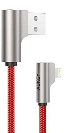 AUKEY CB-AL01 Red 2m kabel USB Lightning kątowy nylonowy ultraszybki