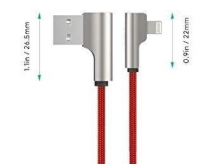 AUKEY CB-AL01 Red 2m kabel USB Lightning kątowy nylonowy ultraszybki