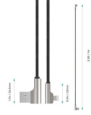 Kabel AUKEY CB-AL04 USB Lightning 1m nylonowy kątowy MFi szybkie ładowanie