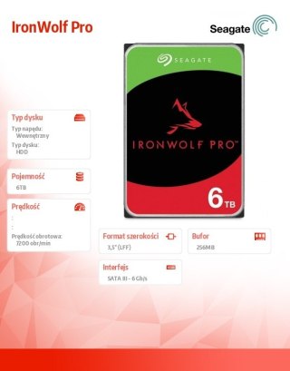 Dysk Seagate IronWolf Pro 6TB 3.5 HDD wydajny do NAS