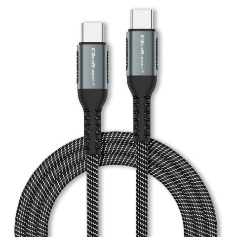 Kabel USB 2.0 typ C 1.5m Qoltec 100W szybkie ładowanie QC 3.0 czarny