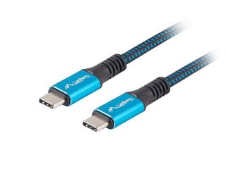 Kabel USB-C M/M USB4 0.5m 100W 8K 60HZ Lanberg czarno-niebieski