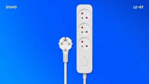 Listwa zasilająca Savio LZ-07 3 gniazda 1.5 m przeciwprzepięciowa z wyłącznikiem