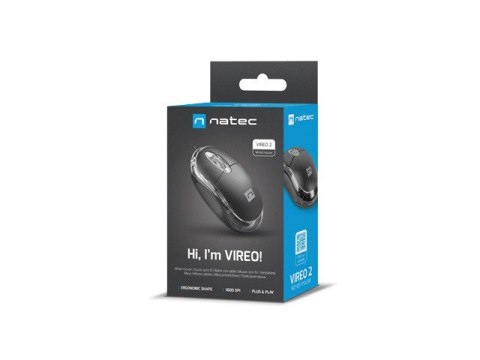 Mysz Natec Vireo 2 optyczna 1000 DPI ergonomiczna USB czarna