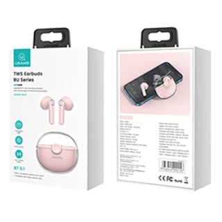 Słuchawki Bluetooth 5.1 USAMS TWS BU Series różowe douszne z redukcją szumów