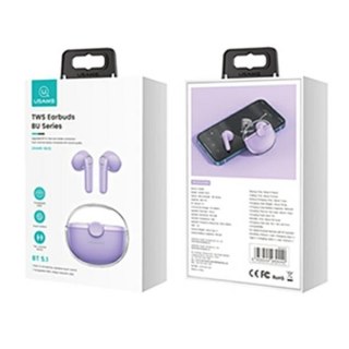Słuchawki Bluetooth 5.1 TWS BU USAMS fioletowe komfortowe z redukcją szumów