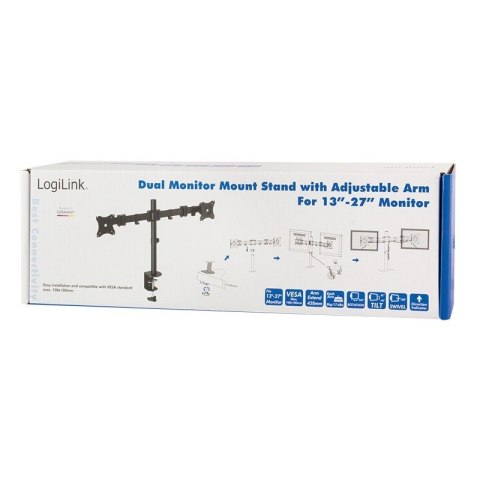 Uchwyt do monitora LogiLink 13-27 cali biurkowy 2x8kg