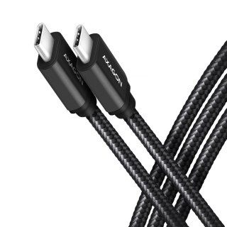 Kabel AXAGON BUCM3-CM10AB USB-C 3.2 Gen1 1m PD 60W wytrzymały oplot czarny