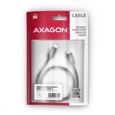Kabel AXAGON BUCM3-CM10AB USB-C 3.2 Gen1 1m PD 60W wytrzymały oplot czarny