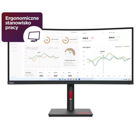 Monitor Lenovo ThinkVision T34w-30 34 cale WLED matowy 3440x1440