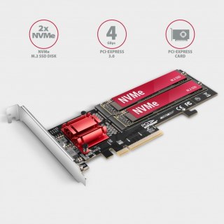 Kontroler PCIe AXAGON PCEM2-ND 2x M.2 NVMe SSD z obsługą RAID